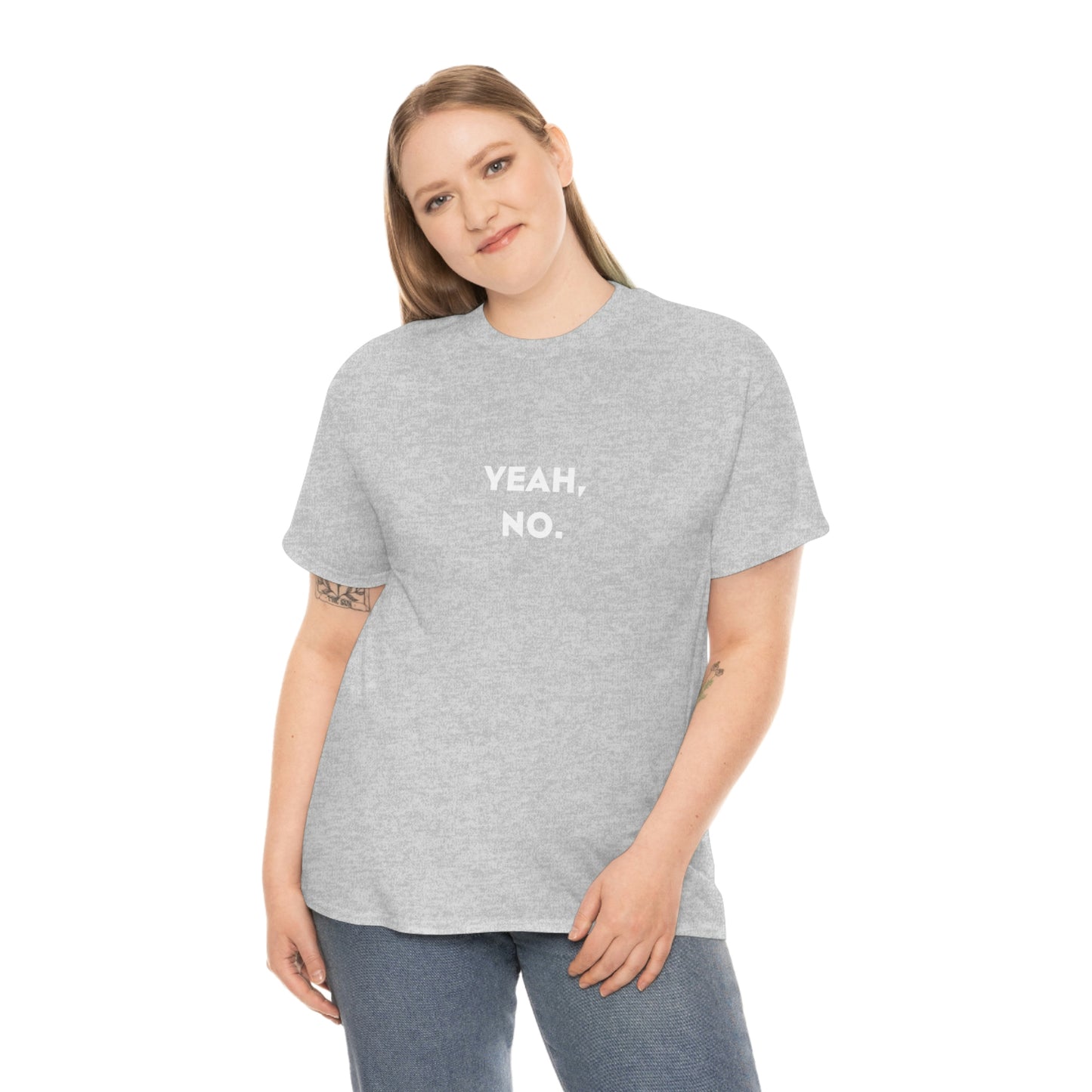 Ouais non! T-shirt en coton lourd drôle ironique. Haut étudiant