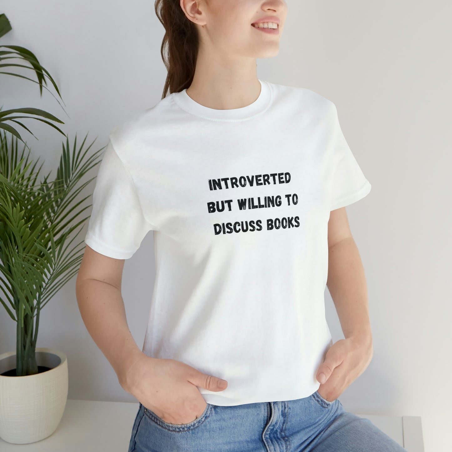 Introverti mais prêt à discuter de livres T-shirt à manches courtes en jersey unisexe