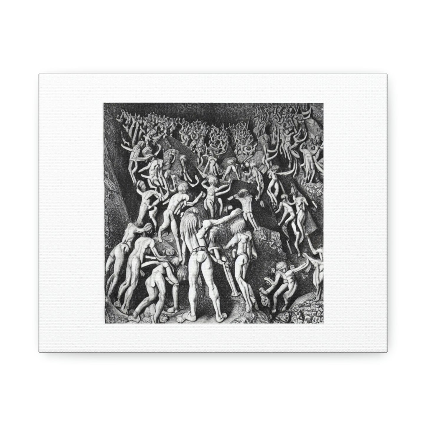 Dante's Inferno Pencil Sketch Digital Art 'Designed by AI' on Satin Canvas