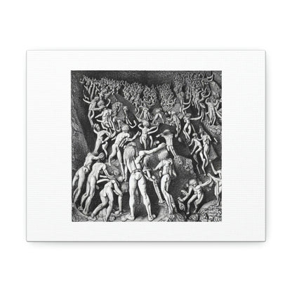 Dante's Inferno Pencil Sketch Digital Art 'Designed by AI' sur Satin Canvas