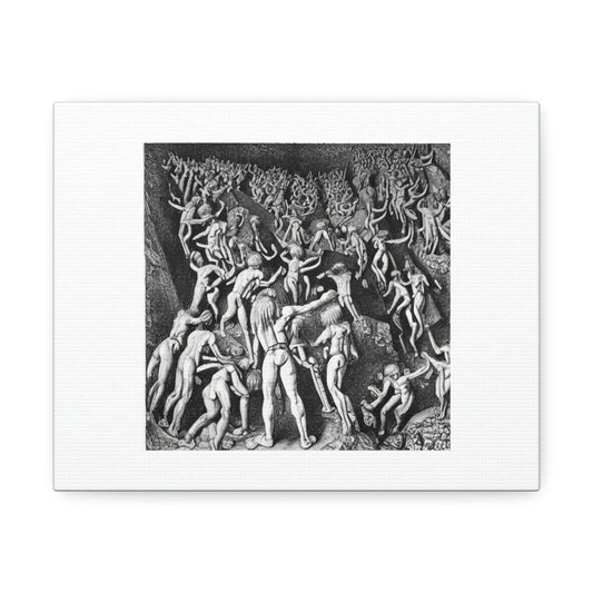 Dante's Inferno Pencil Sketch Digital Art 'Designed by AI' on Satin Canvas