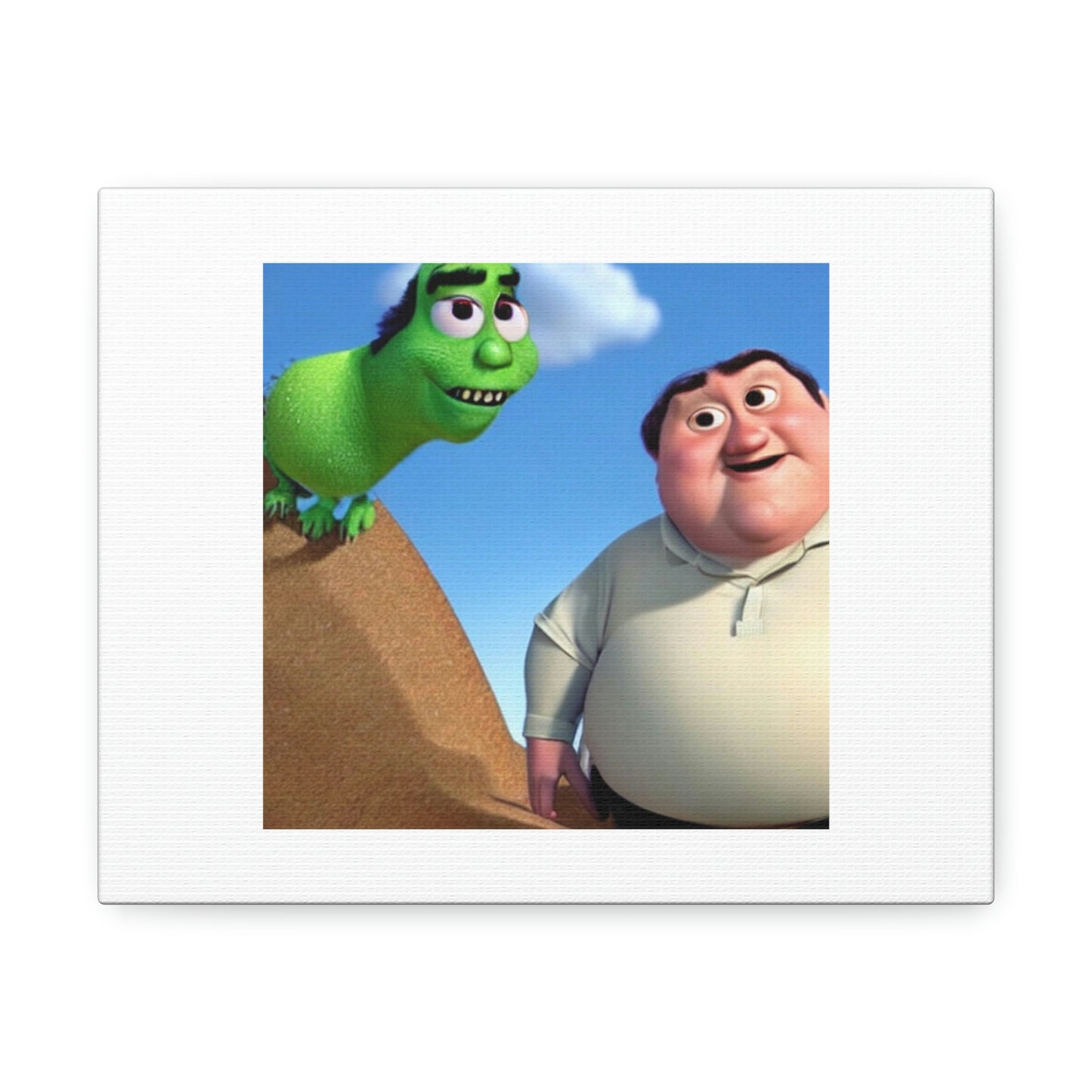 Pixar Fat Dad Reprised Digital Art 'Designed by AI' on Satin Canvas, Stretched