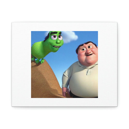 Pixar Fat Dad Reprised Digital Art 'Designed by AI' on Satin Canvas, Stretched