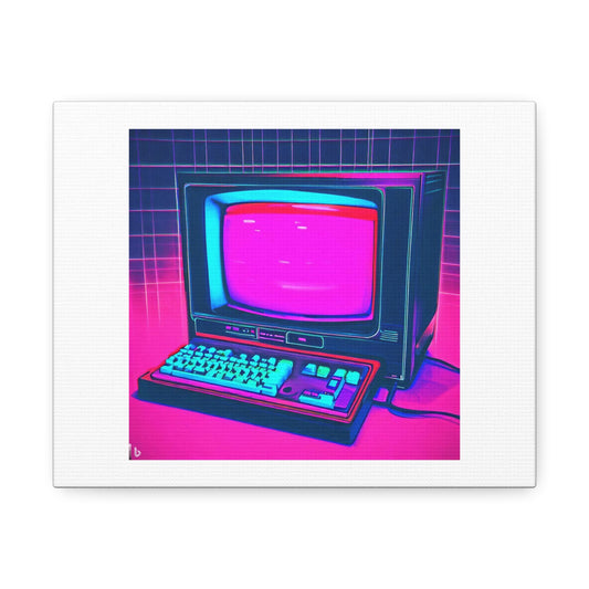 Computer from the 1990s in the Style of Vaporwave digital art 'Designed by AI' on Canvas