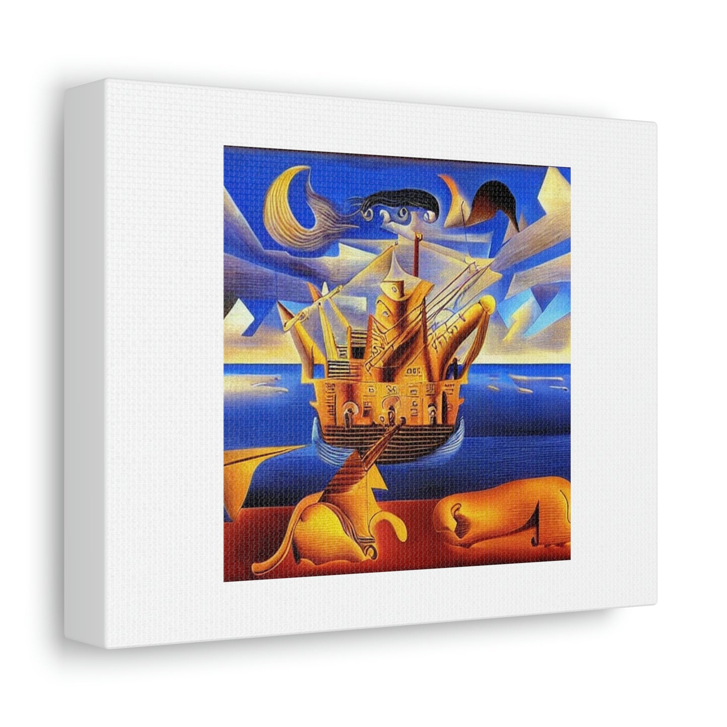 Noah's Ark Is On Stormy Waters Digital Art 'Designed by AI' on Satin Canvas