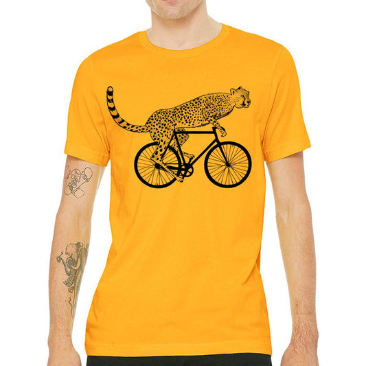 Cheetah Bicycle Race Cotton T-Shirt Funny