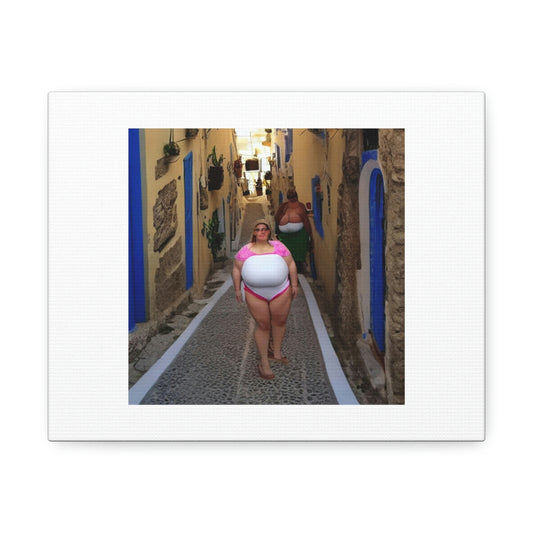Fat Girl In Greece Digital Art 'Designed by AI' sur toile satinée, étirée