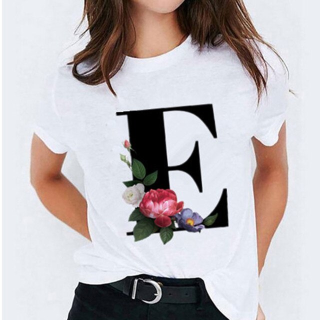 Choisissez votre initiale ! 26 t-shirts pour femmes imprimés de lettres