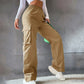 Vireous Beltless High Waist Women's Pants Loose Style Casual