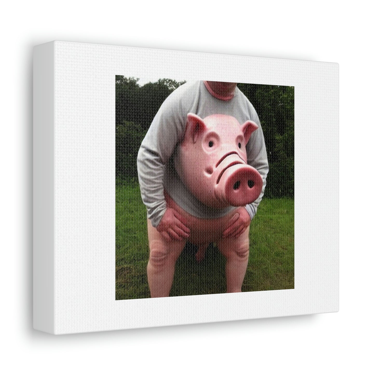 Human Pig Reprized Digital Art 'Designed by AI' sur Satin Canvas