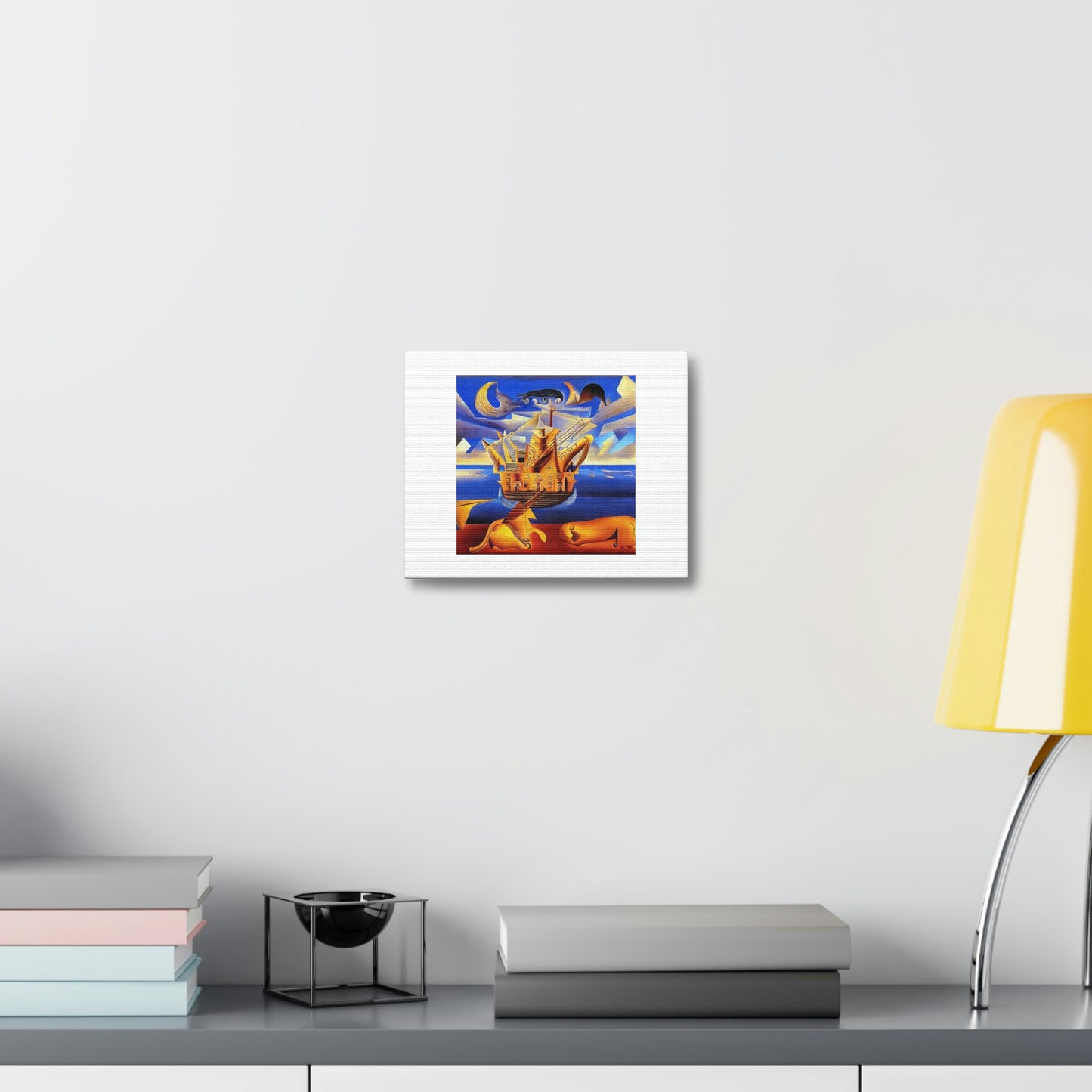 Noah's Ark Is On Stormy Waters Digital Art 'Designed by AI' on Satin Canvas