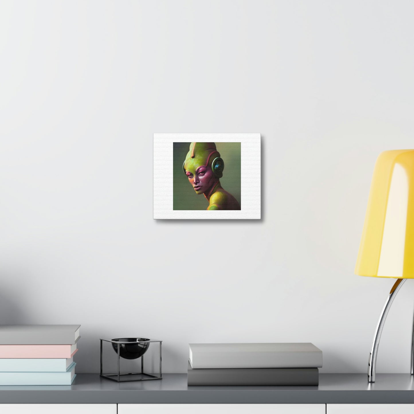 Toned Female Twi'lek Digital Art 'Designed by AI' on Satin Canvas, Stretched