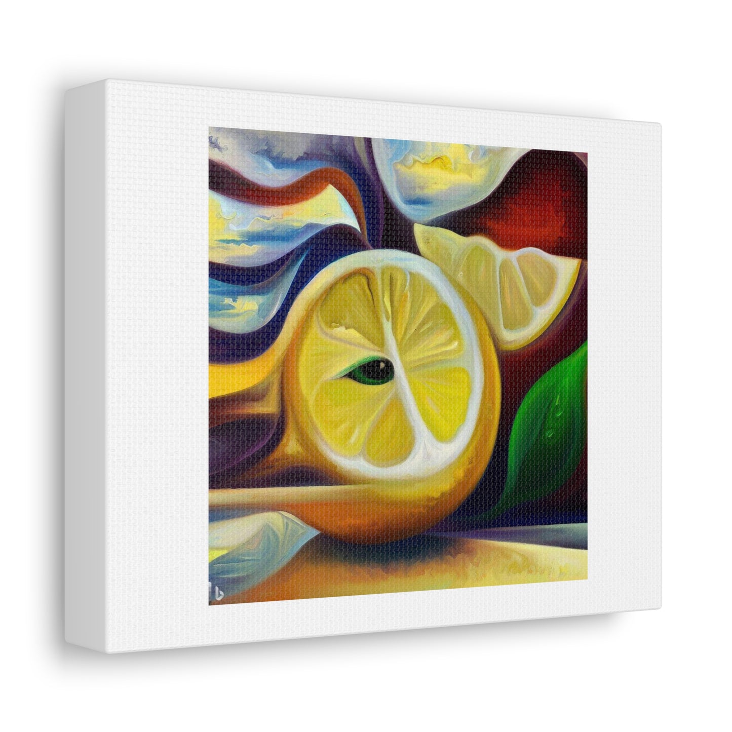 Lemon Surrealist Painting digital art 'Designed by AI' on Satin Canvas