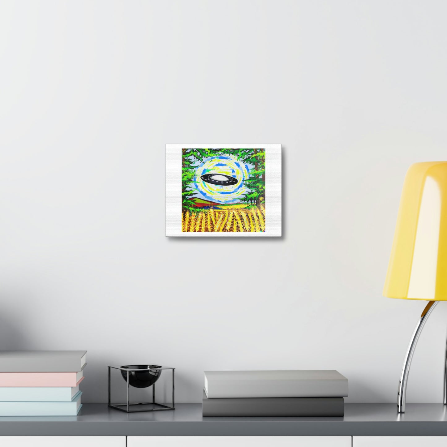 UFO Landing in The Haywain Painting digital art 'Designed by AI' on Canvas