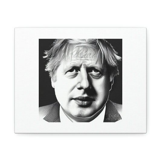 Boris Johnson Pencil Sketch Digital Art 'Designed by AI' sur toile satinée