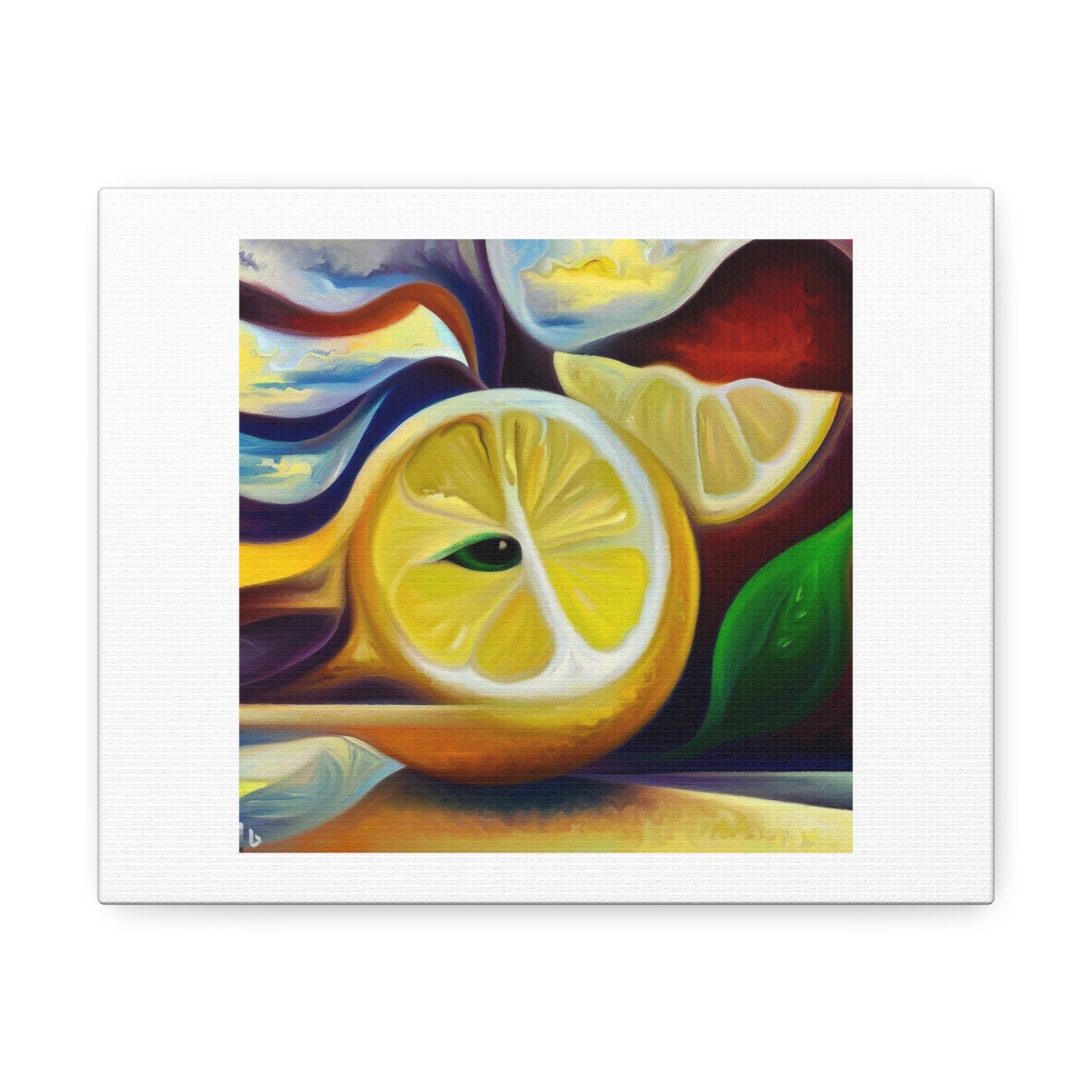 Lemon Surrealist Painting digital art 'Designed by AI' on Satin Canvas