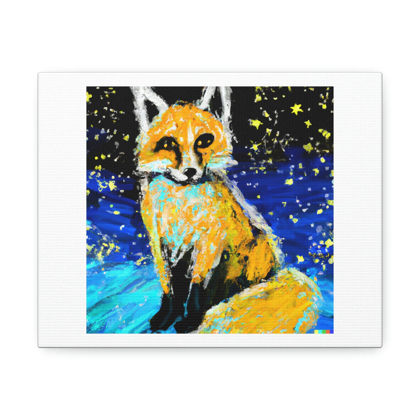 Renard dans le style de la nuit étoilée peinture art numérique 'conçu par AI' sur toile