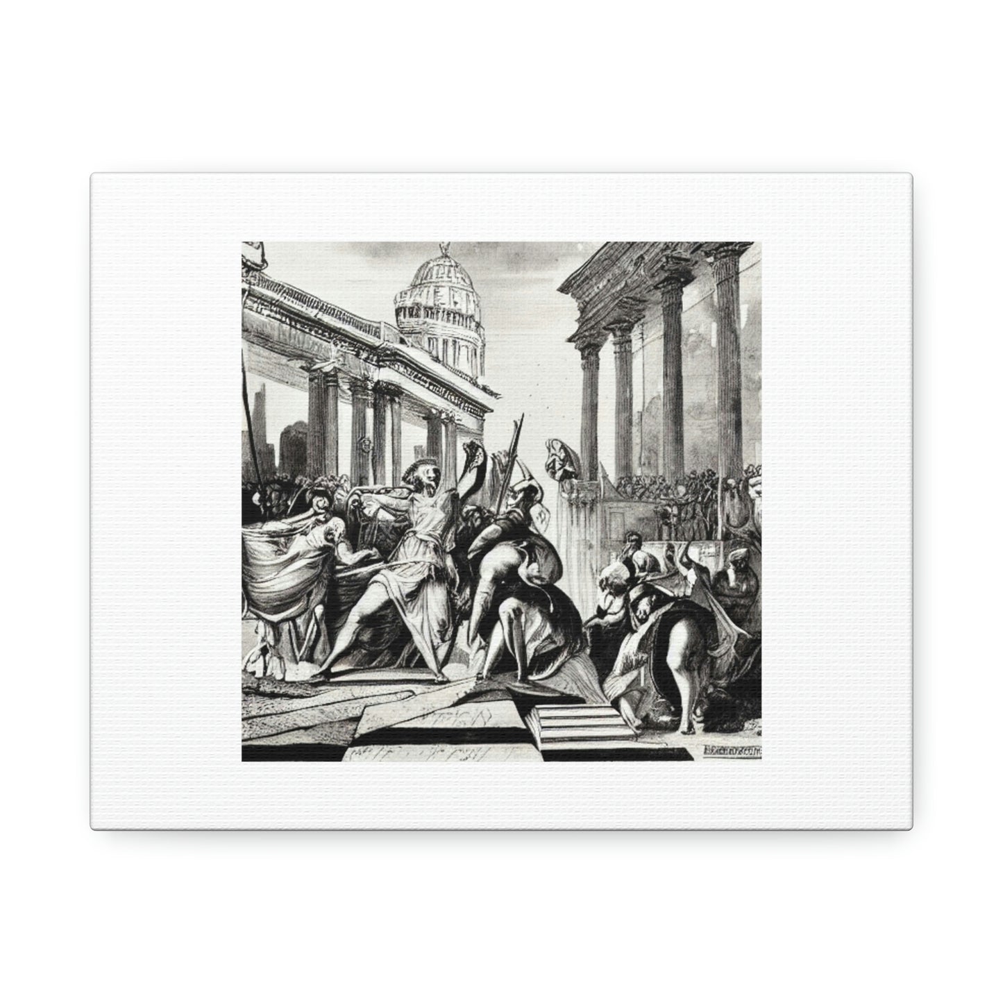 Fall Of The Roman Empire Digital Art 'Designed by AI' on Satin Canvas, Stretched