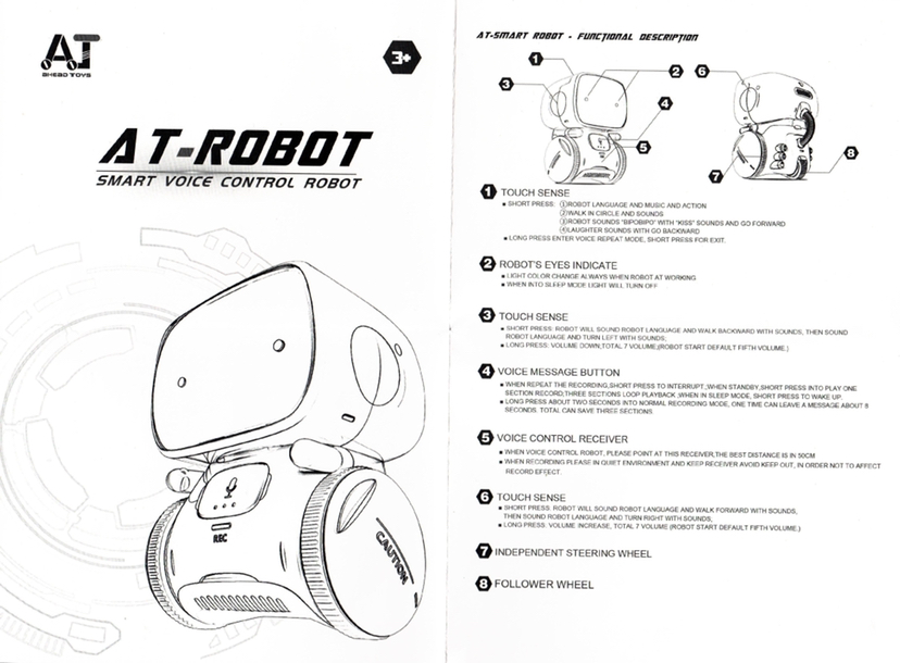 AT-Smart 音声コントロール ロボット ダンス おもちゃ 音声コマンド