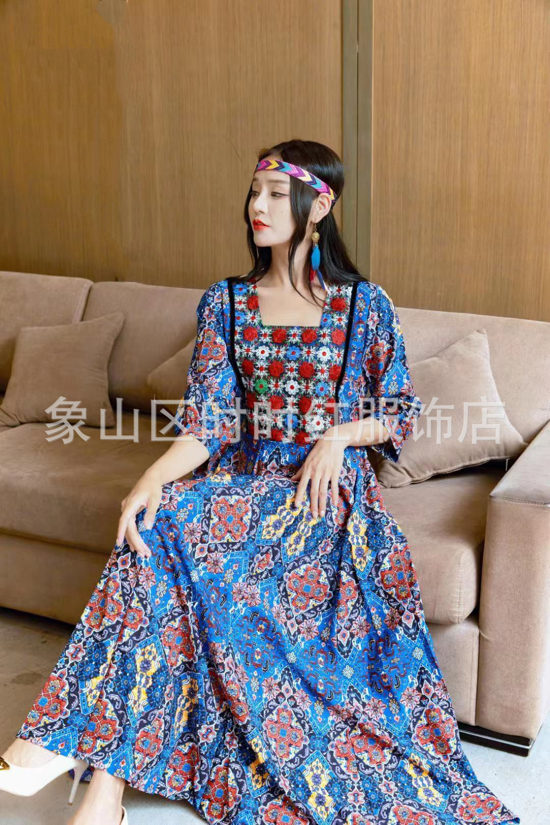 National Style Dress Summer Travel Thailand India Nepal Long Cool Travel Dress