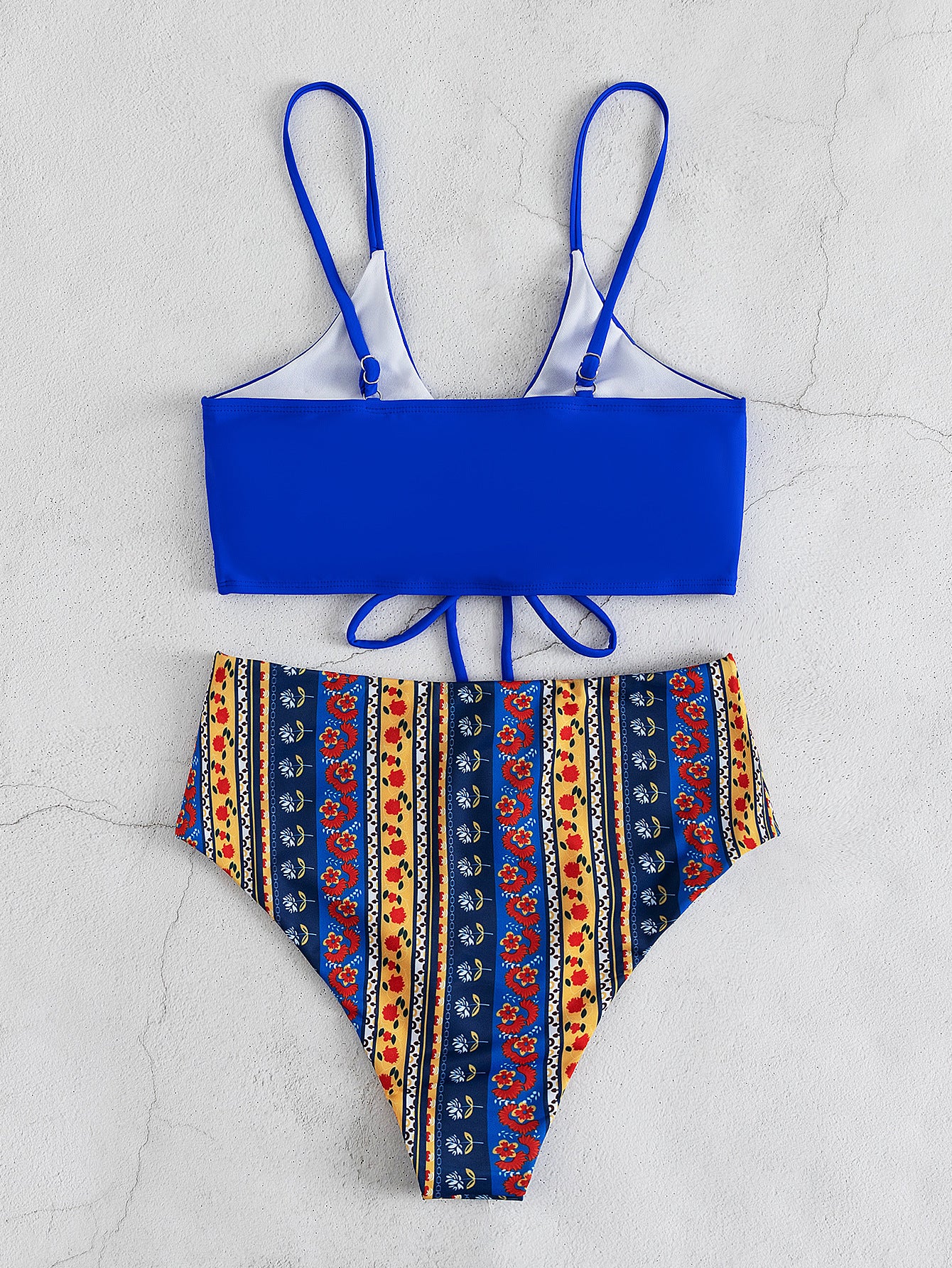 Maillot de bain deux pièces imprimé bleu Vireous Hot Beach